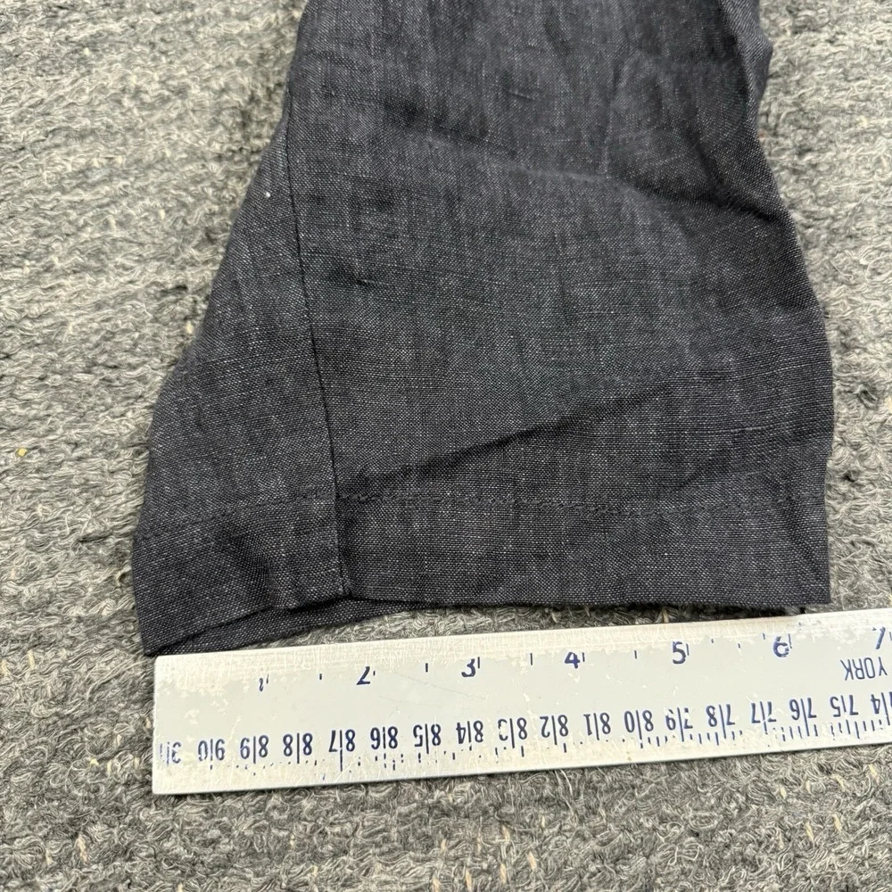 Eileen Fisher Pants Women Large Petite LP Gray Linen Crop Pull On Straight Leg